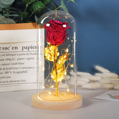 Rose Flowers LED Light In Glass Cover