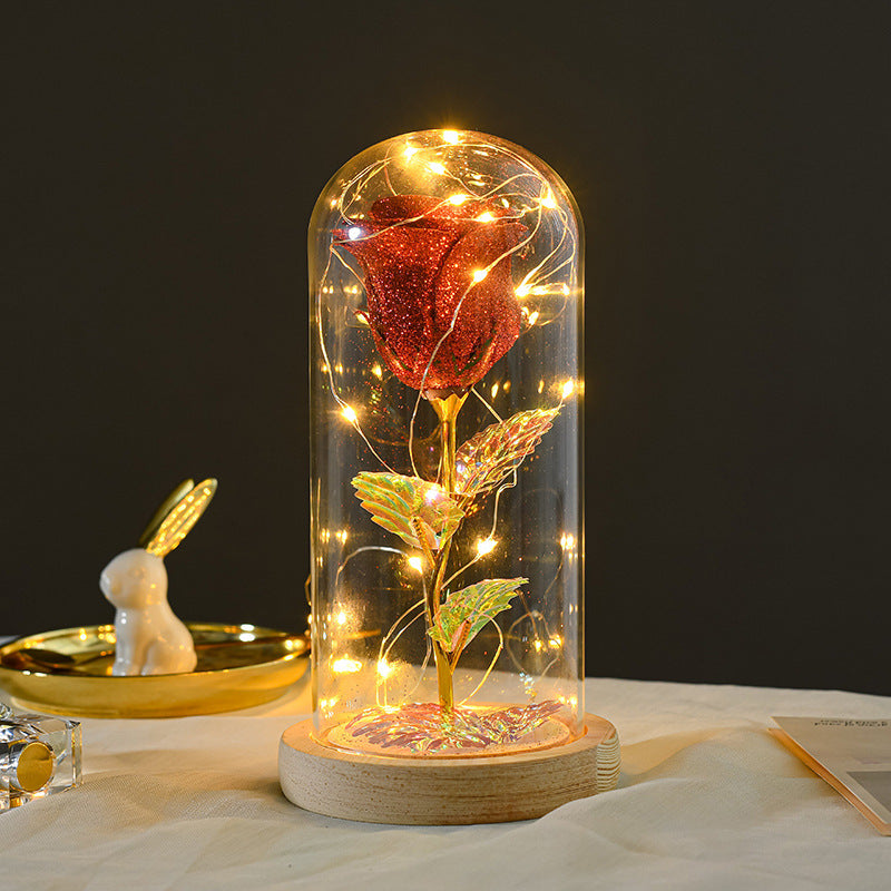 Rose Flowers LED Light In Glass Cover